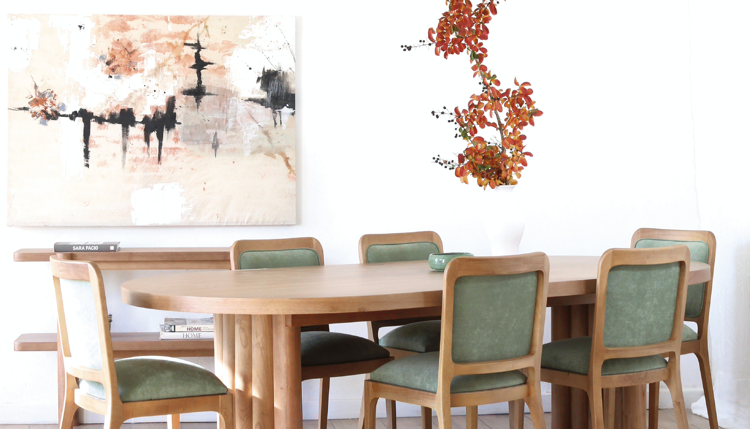 comedor completo con vista en angulo